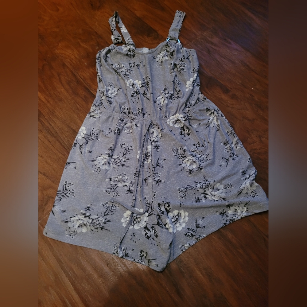 Gray Flower Romper